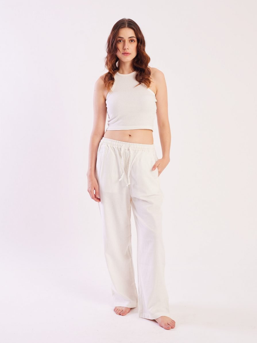 White Linen Pull-on Pants