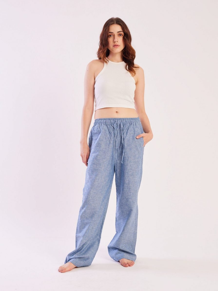 Blue Cotton Pull-on Pants