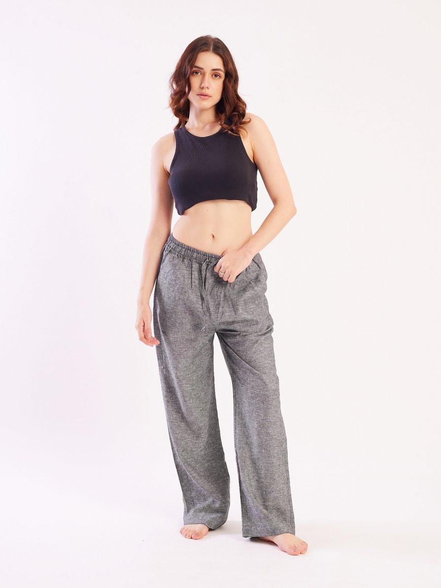 Grey Cotton Pull-on Pants