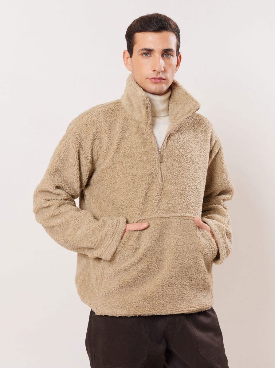 Quarter-Zip Teddy Pullover