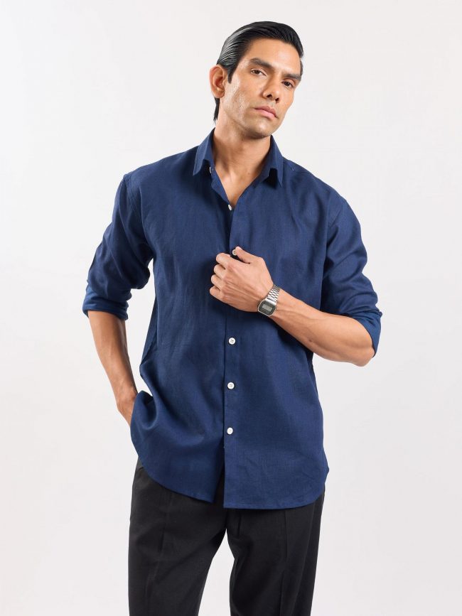 Navy blue linen shirt