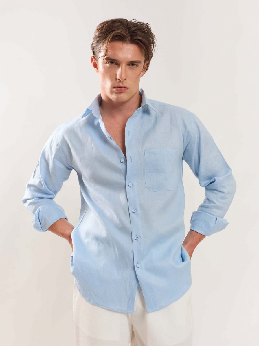 Sky Blue Linen Shirt