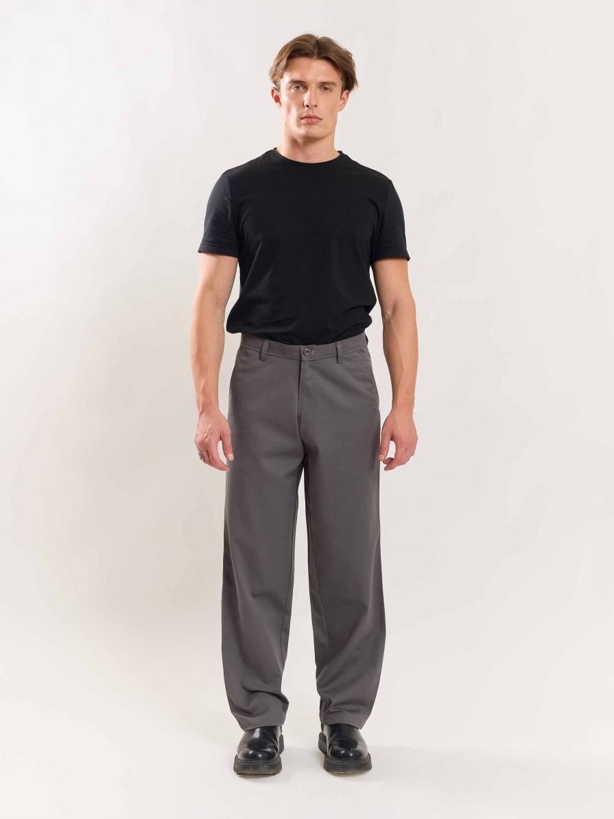 Grey Loose Fit Twill Trousers