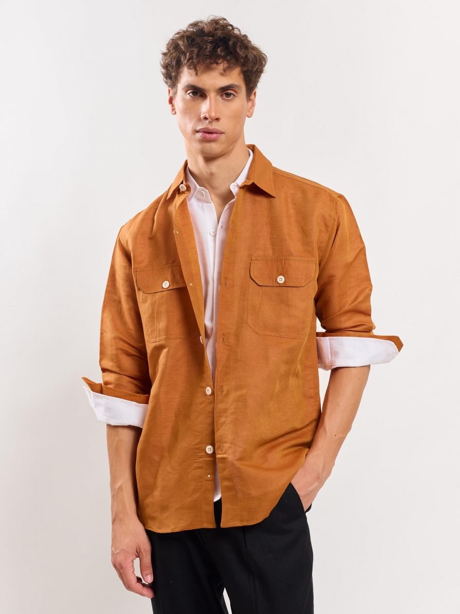 Tan Linen Overshirt