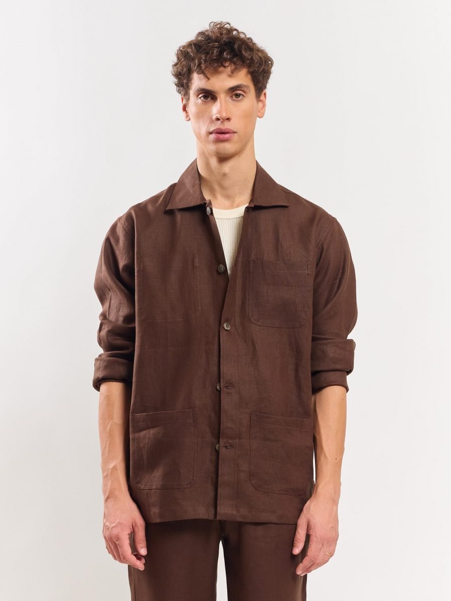 Brown Linen Shacket