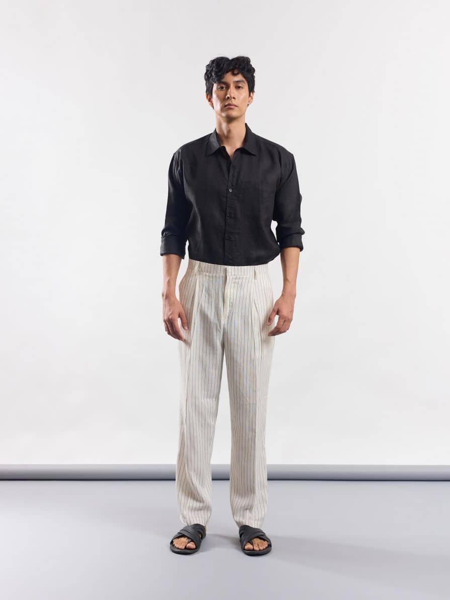 Pinstriped Linen Trousers