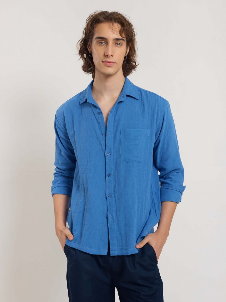 Azure Blue Gauze Holiday Shirt