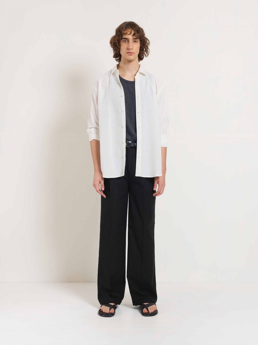 Black Linen Baggy Fit Trousers