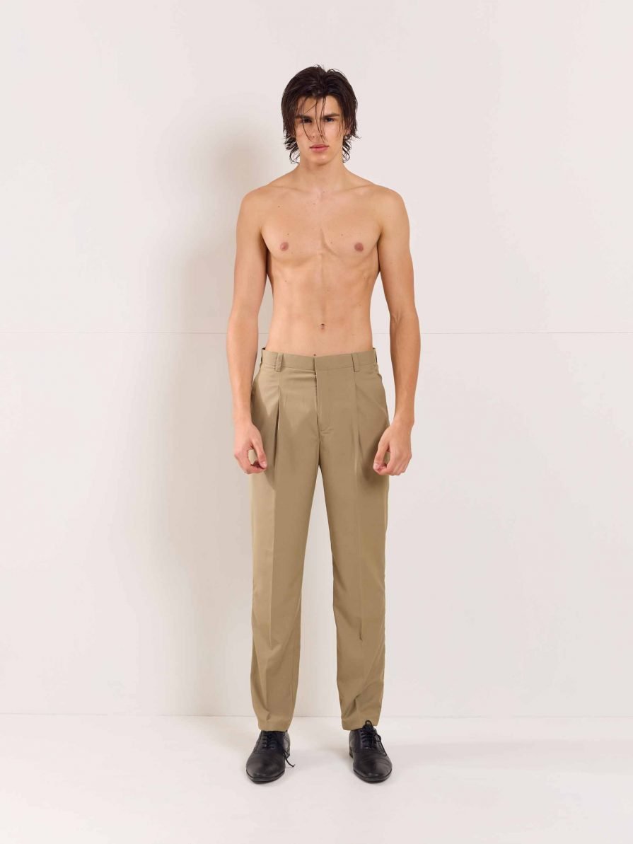 Khaki Straight Fit Trousers