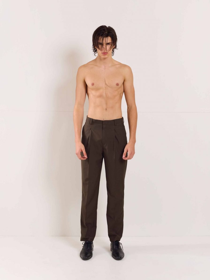 Brown Straight Fit Trousers