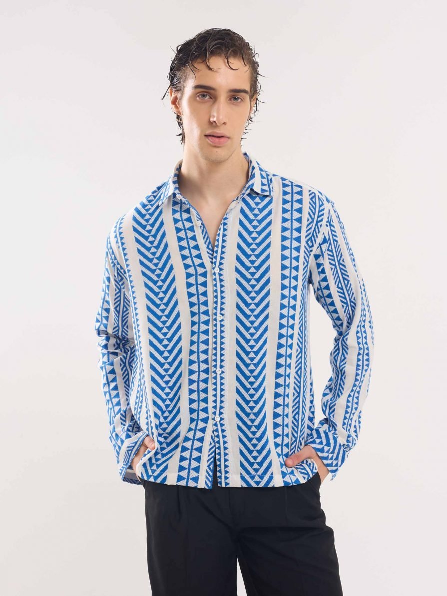 Blue Jacquard Weave Shirt