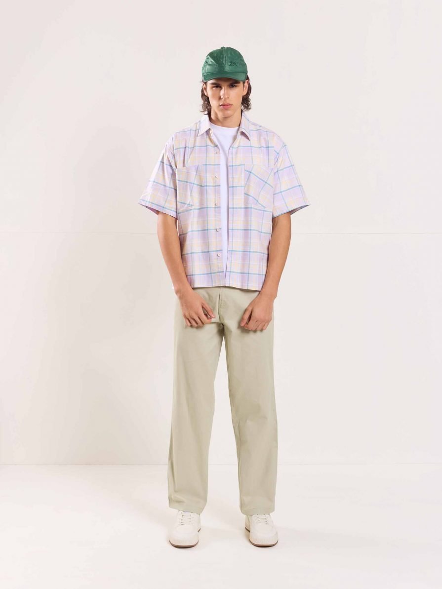 Greige Loose Fit Twill Trousers