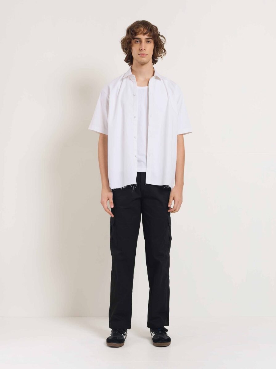 Black Loose Fit Twill Cargo Trousers