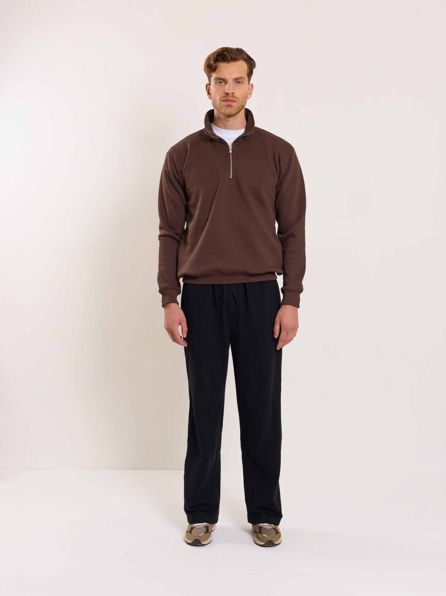 Dark Brown Quarter-Zip Sweatshirt