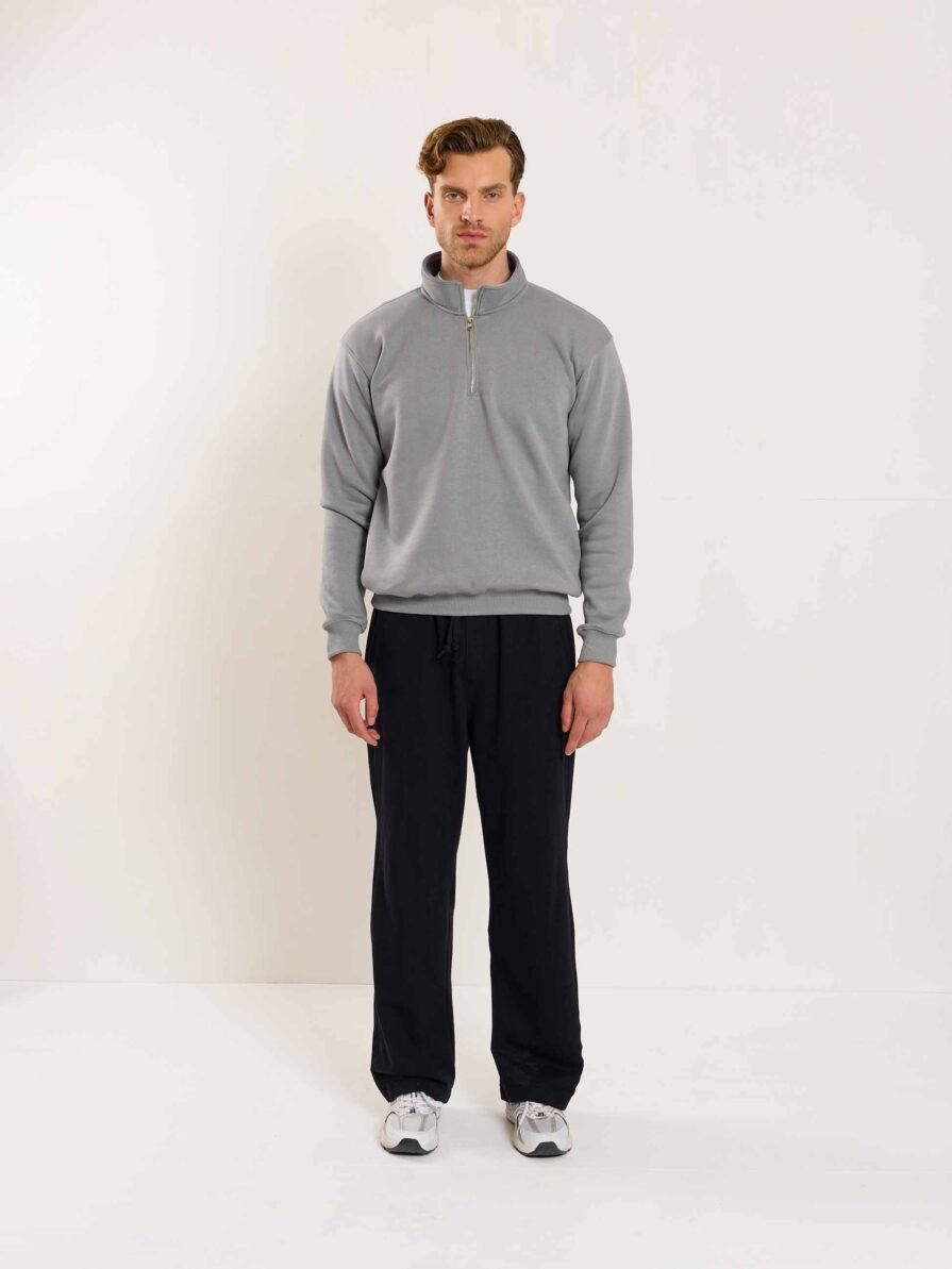 Grey Quarter-Zip Sweatshirt