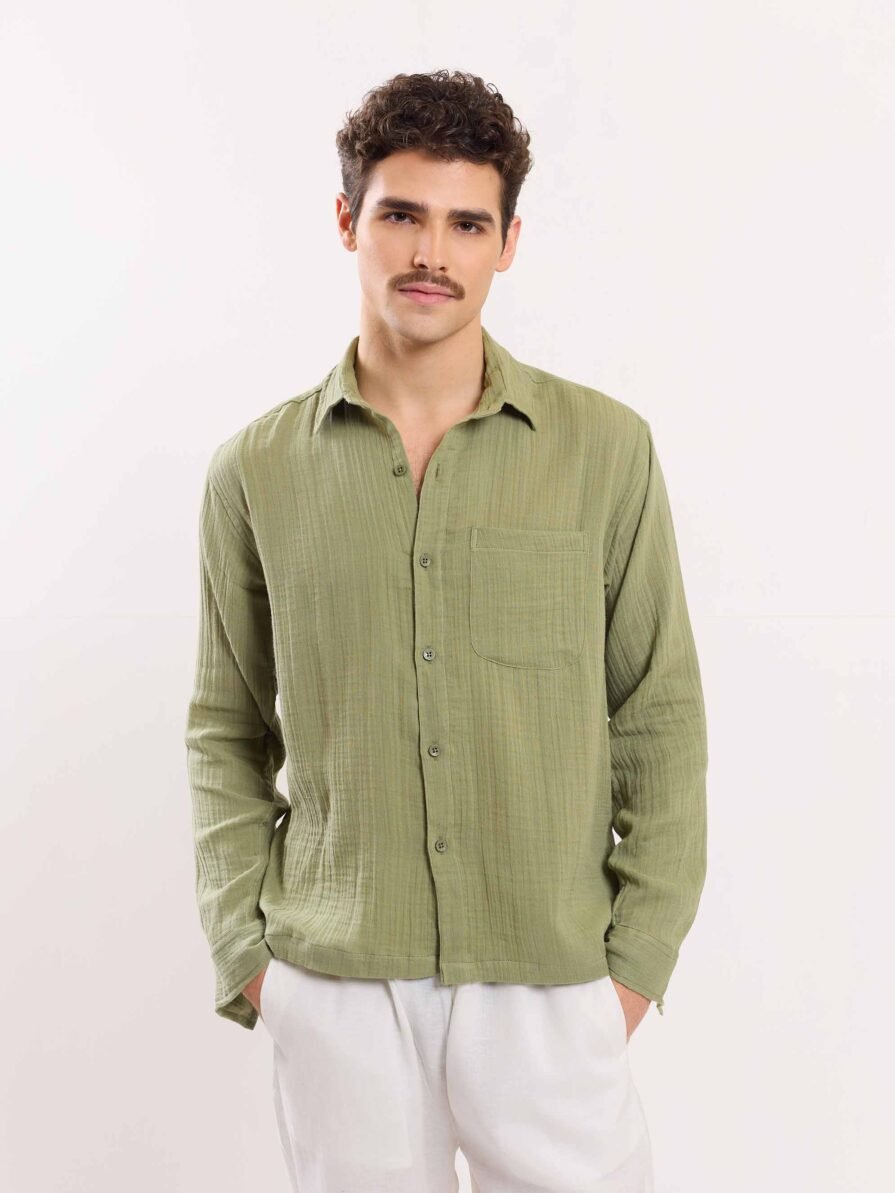 Green Gauze Holiday Shirt