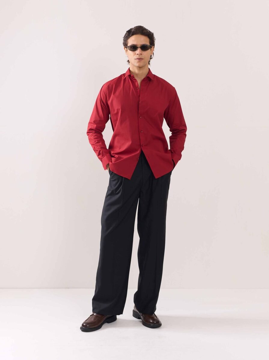 Cherry Red Poplin Shirt